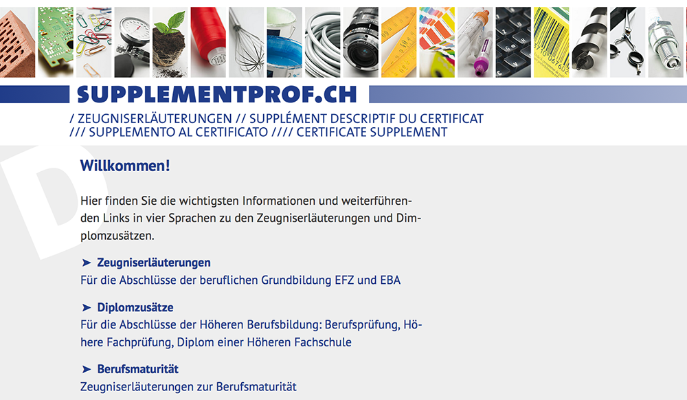 Supplementprof.ch: Zeugniserläuterungen für die berufliche Grundbildung