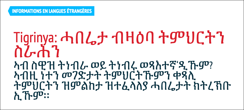 Informations en langues étrangères sur la formation